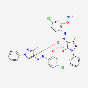 molecular formula C32H22Cl2CrN8NaO4 B13776619 Chromate(1-), bis(4-((4-chloro-2-(hydroxy-kappaO)phenyl)azo-kappaN1)-2,4-dihydro-5-methyl-2-phenyl-3H-pyrazol-3-onato(2-)-kappaO3)-, sodium CAS No. 67924-22-5