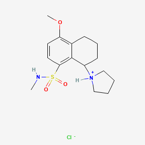 molecular formula C16H25ClN2O3S B13776620 Pyrrolidine, 1-(1,2,3,4-tetrahydro-5-methoxy-8-methylsulfamoylnaphthyl)-, hydrochloride CAS No. 63784-88-3