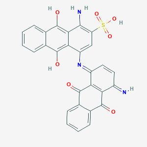 molecular formula C28H17N3O7S B13776623 1-Amino-9,10-dihydroxy-4-[(4-imino-9,10-dioxoanthracen-1-ylidene)amino]anthracene-2-sulfonic acid 