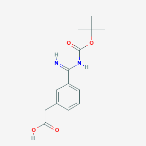 molecular formula C14H18N2O4 B13776651 [3-(Tert-butoxycarbonylamino-imino-methyl)-phenyl]-acetic acid 