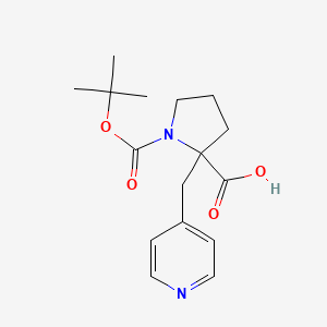 molecular formula C16H22N2O4 B13776655 1-[(2-Methylpropan-2-yl)oxycarbonyl]-2-(pyridin-4-ylmethyl)pyrrolidine-2-carboxylic acid 