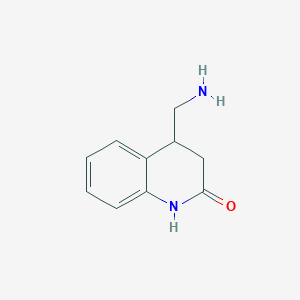 molecular formula C10H12N2O B1377667 4-(Aminomethyl)-1,2,3,4-tetrahydroquinolin-2-one CAS No. 933698-79-4