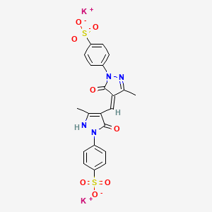 molecular formula C21H16K2N4O8S2 B13776673 Dipotassium p-[4,5-dihydro-4-[[5-hydroxy-3-methyl-1-(4-sulphonatophenyl)-1H-pyrazol-4-yl]methylene]-3-methyl-5-oxo-1H-pyrazol-1-yl]benzenesulphonate CAS No. 94266-02-1