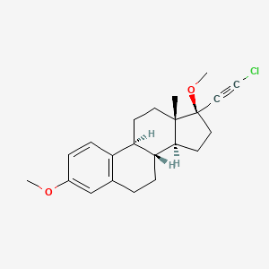 molecular formula C22H27ClO2 B13776688 (8R,9S,13S,14S,17S)-17-(2-chloroethynyl)-3,17-dimethoxy-13-methyl-7,8,9,11,12,14,15,16-octahydro-6H-cyclopenta[a]phenanthrene CAS No. 7548-44-9