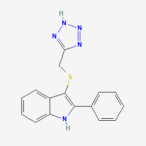 molecular formula C16H13N5S B13776716 1H-Indole, 2-phenyl-3-((1H-tetrazol-5-ylmethyl)thio)- CAS No. 66354-90-3