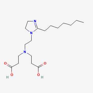 molecular formula C18H33N3O4 B13776723 beta-Alanine, N-(2-carboxyethyl)-N-[2-(2-heptyl-4,5-dihydro-1H-imidazol-1-yl)ethyl]- CAS No. 69856-01-5