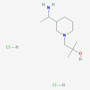 molecular formula C11H26Cl2N2O B1377674 1-[3-(1-Aminoethyl)piperidin-1-yl]-2-methylpropan-2-ol dihydrochloride CAS No. 1443979-66-5
