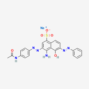 molecular formula C24H19N6NaO5S B13776890 Sodium 3-((4-acetamidophenyl)azo)-4-amino-5-hydroxy-6-(phenylazo)naphthalene-1-sulphonate CAS No. 71002-19-2