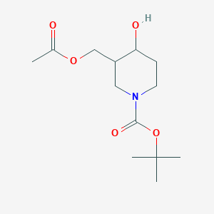 molecular formula C13H23NO5 B1377691 tert-Butyl 3-(acetoxymethyl)-4-hydroxypiperidine-1-carboxylate CAS No. 1373502-78-3