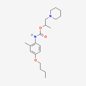 molecular formula C20H32N2O3 B13776911 1-(Piperidinomethyl)ethyl 4-butoxy-2-methylcarbanilate CAS No. 63986-59-4