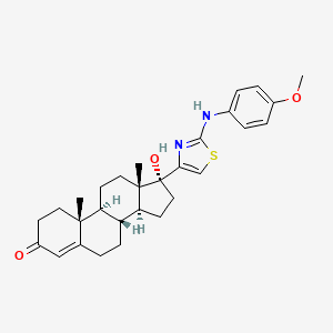 molecular formula C29H36N2O3S B13776917 17-beta-(2-(p-Anisidino)-4-thiazolyl)-17-alpha-hydroxyandrost-4-en-3-one CAS No. 96269-26-0