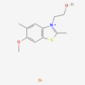 molecular formula C12H16BrNO2S B13776933 Benzothiazolium, 3-(2-hydroxyethyl)-6-methoxy-2,5-dimethyl-, bromide CAS No. 63815-99-6