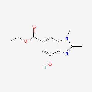 molecular formula C12H14N2O3 B13777012 Ethyl 4-hydroxy-1,2-dimethyl-1H-benzimidazole-6-carboxylate 