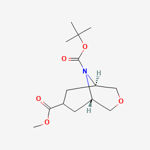 molecular formula C14H23NO5 B1377702 9-叔丁基-7-甲基(1R,5S)-3-氧杂-9-氮杂双环[3.3.1]壬烷-7,9-二羧酸酯 CAS No. 1363382-37-9