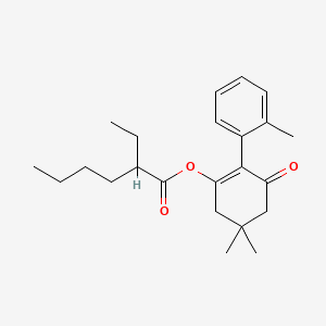 molecular formula C23H32O3 B13777059 Hexanoic acid, 2-ethyl-, 5,5-dimethyl-2-(2-methylphenyl)-3-oxo-1-cyclohexen-1-yl ester CAS No. 72619-67-1