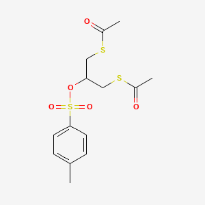 molecular formula C14H18O5S3 B13777141 S-[3-acetylsulfanyl-2-(4-methylphenyl)sulfonyloxypropyl] ethanethioate CAS No. 85366-02-5