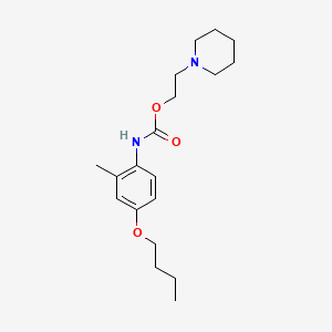 molecular formula C19H30N2O3 B13777147 Carbanilic acid, 4-butoxy-2-methyl-, 2-piperidinoethyl ester CAS No. 63986-45-8