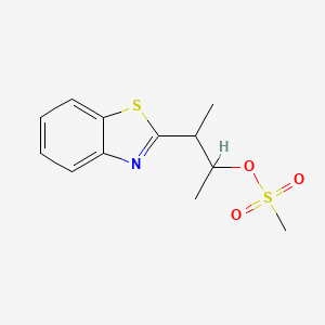 molecular formula C12H15NO3S2 B1377724 3-(1,3-Benzothiazol-2-yl)butan-2-yl methanesulfonate CAS No. 1384430-42-5
