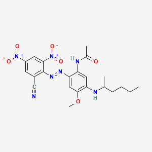 molecular formula C22H25N7O6 B13777500 Acetamide, N-(2-((2-cyano-4,6-dinitrophenyl)azo)-4-methoxy-5-((1-methylpentyl)amino)phenyl)- CAS No. 66671-91-8