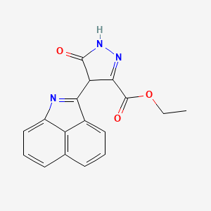 molecular formula C17H13N3O3 B13777527 1H-Pyrazole-3-carboxylic acid, 4-benz[cd]indol-2-yl-4,5-dihydro-5-oxo-, ethyl ester CAS No. 82944-36-3