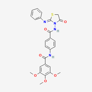 molecular formula C26H24N4O6S B13777543 N-(4-(((4-Oxo-2-(phenylimino)-3-thiazolidinyl)amino)carbonyl)phenyl)-3,4,5-trimethoxybenzamide CAS No. 99616-19-0