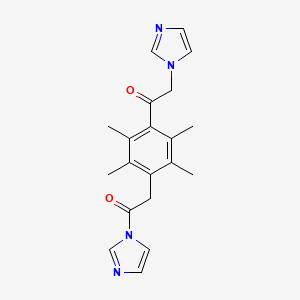molecular formula C20H22N4O2 B13777544 Acetophenone, 4'-((1-imidazolylcarbonyl)methyl)-2-(1-imidazolyl)-2',3',5',6'-tetramethyl- CAS No. 97805-07-7