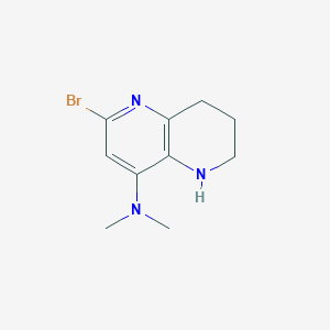 molecular formula C10H14BrN3 B1377759 2-bromo-N,N-dimethyl-5,6,7,8-tetrahydro-1,5-naphthyridin-4-amine CAS No. 1706431-64-2