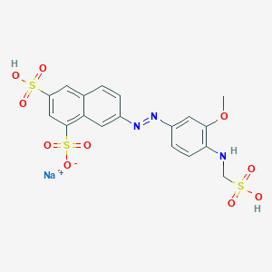 molecular formula C18H16N3NaO10S3 B13777612 1,3-Naphthalenedisulfonic acid, 7-[[3-methoxy-4-[(sulfomethyl)amino]phenyl]azo]-, monosodium salt CAS No. 65151-34-0