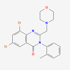 molecular formula C20H19Br2N3O2 B13777650 4(3H)-Quinazolinone, 6,8-dibromo-3-(2-methylphenyl)-2-(4-morpholinylmethyl)- CAS No. 77161-22-9