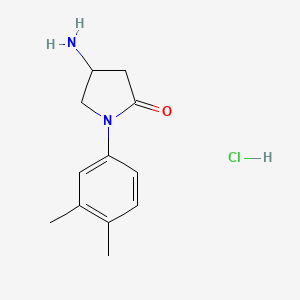 molecular formula C12H17ClN2O B1377767 4-Amino-1-(3,4-dimethylphenyl)pyrrolidin-2-one hydrochloride CAS No. 1177279-61-6