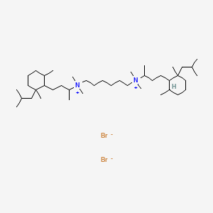 molecular formula C42H86Br2N2 B13777670 Ammonium, hexamethylenebis((3-((2,6-dimethyl-2-isobutyl)cyclohexyl)-1-methyl)propyl)bis(dimethyl-, dibromide, sesquihydrate CAS No. 66967-70-2