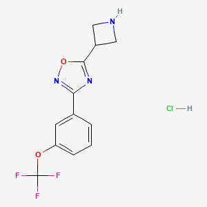 molecular formula C12H11ClF3N3O2 B1377768 5-Azetidin-3-yl-3-[3-(trifluoromethoxy)phenyl]-1,2,4-oxadiazole hydrochloride CAS No. 1351584-79-6