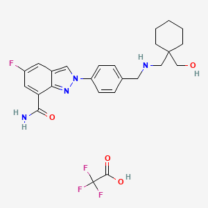 molecular formula C25H28F4N4O4 B13777741 5-Fluoro-2-[4-[[[[1-(hydroxymethyl)cyclohexyl]methyl]amino]methyl]phenyl]-2H-indazole-7-carboxamide 2,2,2-trifluoroacetate 