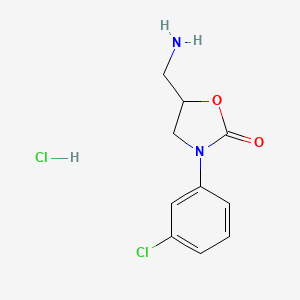molecular formula C10H12Cl2N2O2 B1377776 5-(Aminomethyl)-3-(3-chlorophenyl)-1,3-oxazolidin-2-one hydrochloride CAS No. 1177301-96-0