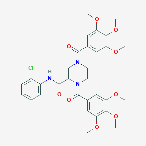 molecular formula C31H34ClN3O9 B137778 1,4-Bis(3,4,5-trimethoxybenzoyl)-N-(2-chlorophenyl)-2-piperazinecarboxamide CAS No. 129477-60-7