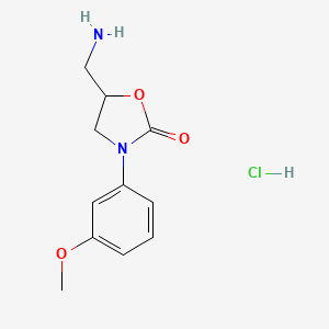 molecular formula C11H15ClN2O3 B1377780 5-(Aminomethyl)-3-(3-methoxyphenyl)-1,3-oxazolidin-2-one hydrochloride CAS No. 1177353-88-6