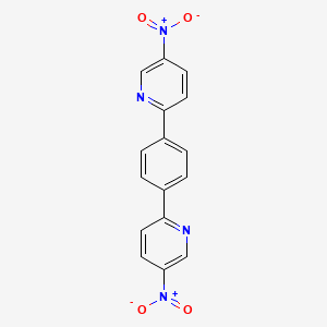 molecular formula C16H10N4O4 B13777818 1,4-bis-[5'-Nitropyridin-2'-yl]phenylene 