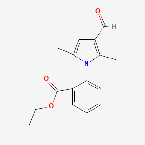 molecular formula C16H17NO3 B13777847 ethyl 2-(3-formyl-2,5-dimethylpyrrol-1-yl)benzoate 