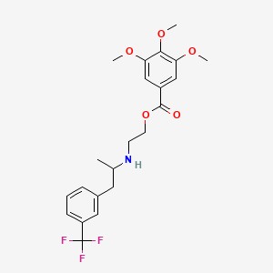 molecular formula C22H26F3NO5 B13777850 Ethanol, 2-(alpha-methyl-m-trifluoromethylphenethylamino)-, 3,4,5-trimethoxybenzoate CAS No. 73927-53-4