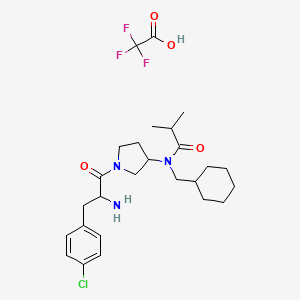molecular formula C26H37ClF3N3O4 B13777861 N-[1-[2-amino-3-(4-chlorophenyl)-1-oxopropyl]-3-pyrrolidinyl]-N-(cyclohexylmethyl)-2-methylpropanamide; 2,2,2-trifluoroacetic acid CAS No. 852478-10-5