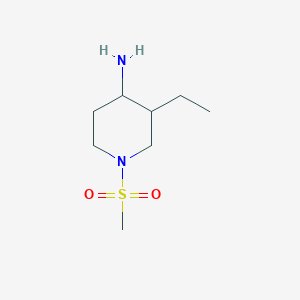 molecular formula C8H18N2O2S B1377788 3-Ethyl-1-methanesulfonylpiperidin-4-amine CAS No. 1394042-88-6
