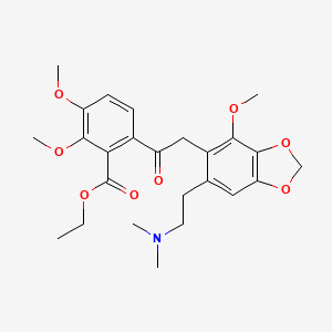 molecular formula C25H31NO8 B13777896 Ethyl 6-((6-(2-(dimethylamino)ethyl)-4-methoxy-1,3-benzodioxol-5-yl)acetyl)-2,3-dimethoxybenzoate CAS No. 71685-41-1
