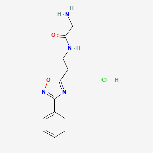 molecular formula C12H15ClN4O2 B1377795 2-amino-N-(2-(3-phenyl-1,2,4-oxadiazol-5-yl)ethyl)acetamide hydrochloride CAS No. 1435804-43-5