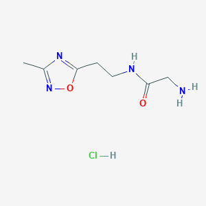 molecular formula C7H13ClN4O2 B1377797 2-amino-N-(2-(3-methyl-1,2,4-oxadiazol-5-yl)ethyl)acetamide hydrochloride CAS No. 1435999-12-4