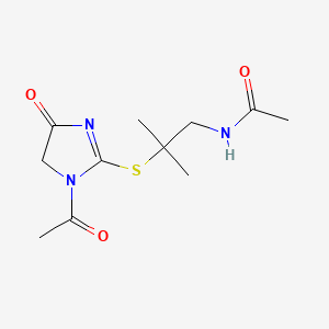 molecular formula C11H17N3O3S B13777972 N-[2-[(3-acetyl-5-oxo-4H-imidazol-2-yl)sulfanyl]-2-methylpropyl]acetamide CAS No. 73105-06-3