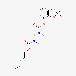 molecular formula C19H28N2O5S B13777987 Benzofuran, 2,3-dihydro-2,2-dimethyl-7-(N-(N-methyl-N-pentoxycarbonylaminothio)-N-methylcarbamoyloxy)- CAS No. 65907-31-5