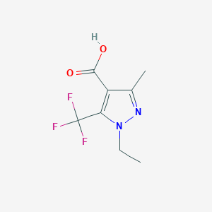 molecular formula C8H9F3N2O2 B1377799 1-ethyl-3-methyl-5-(trifluoromethyl)-1H-pyrazole-4-carboxylic acid CAS No. 1384427-70-6