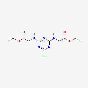 molecular formula C11H16ClN5O4 B13778005 Glycine, N,N'-(6-chloro-s-triazine-2,4-diyl)di-, diethyl ester CAS No. 6685-99-0