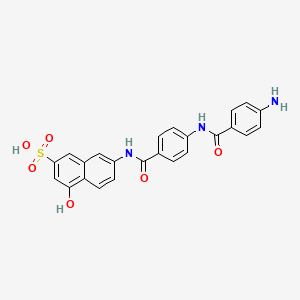 molecular formula C24H19N3O6S B13778011 2-Naphthalenesulfonic acid, 7-[p-(p-aminobenzamido)benzamido]-4-hydroxy- CAS No. 91-45-2
