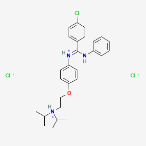 molecular formula C27H34Cl3N3O B13778052 Benzamidine, 4-chloro-N-(p-(2-(diisopropylamino)ethoxy)phenyl)-N'-phenyl-, dihydrochloride CAS No. 80785-19-9